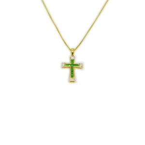 Gargantilla de oro con cruz de esmeralda
