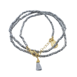 Fashion Bracelet con Ponpon gris