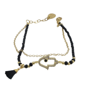 Good Luck Bracelet Hamsa negra