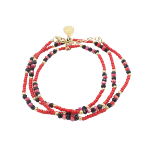 Fashion Bracelet Triple Rojo y Negro
