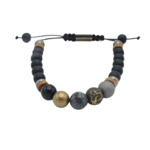 Pulsera Negra con dorado