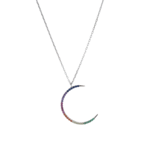 Colorful Moon Silver Necklace