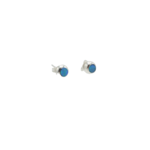 Aretes Ópalo Turquesa Redondo Pequeño