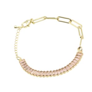 Bracelet dorado baguette rosada
