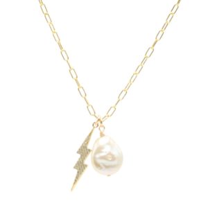 Necklace Goldfill perla y rayo