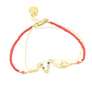 Bracelet rojo con serpiente