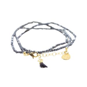Bracelet triple pompon azul