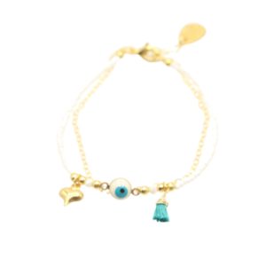 Bracelet Ojo turco borla turquesa