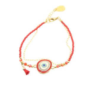 Bracelet rojo ojo turco con Borla