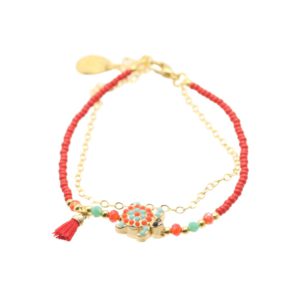 Bracelet rojo turquesa tortuga