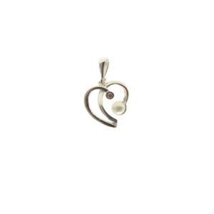 Dije corazón con perla plata