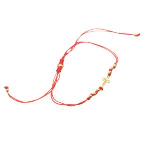 Bracelet hilo rojo cruz dorada