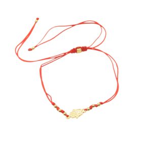 Bracelet Hilo rojo Hamsa dorada