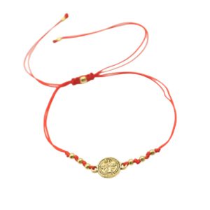 Bracelet hilo rojo medalla dorada