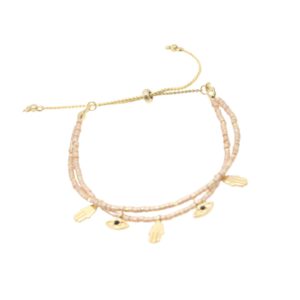 Bracelet palo rosa Hamsa y ojo dorado