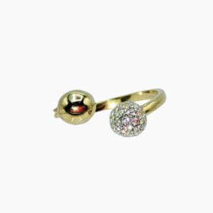 Anillo ajustable de 2 bolitas lisa y con circonias