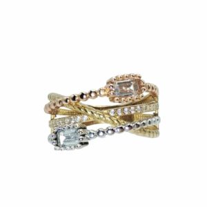 Anillo triple tres oros con circonias